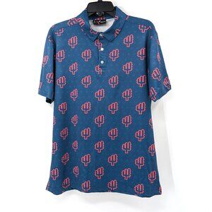 YATTA Golf Polo Shirt Men’s M Green The People’s Polo Desert Heat Cactus Print